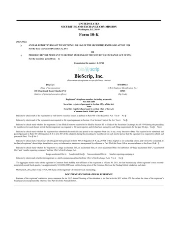 Thumbnail Option Care Health 10-K Annual Report 2011