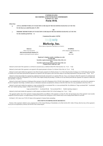 Thumbnail Option Care Health 10-K Annual Report 2012