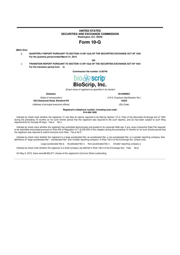 Thumbnail Option Care Health 10-Q Quarterly Report FY2015 