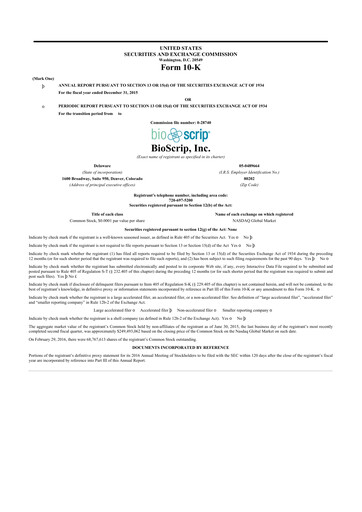 Thumbnail Option Care Health 10-K Annual Report 2015