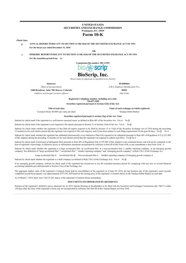 Thumbnail Option Care Health 10-K Annual Report 2018