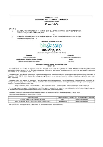 Thumbnail Option Care Health 10-Q Quarterly Report FY2019 