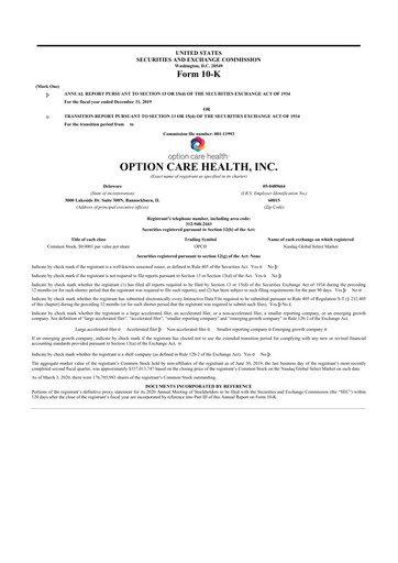 Thumbnail Option Care Health 10-K Annual Report 2019