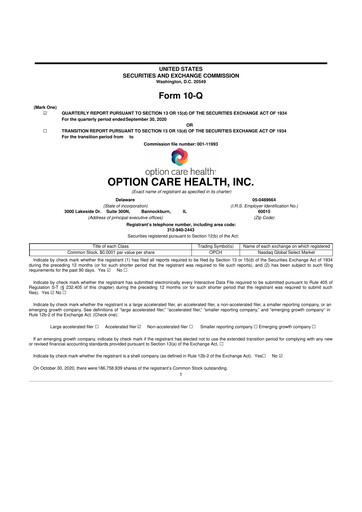 Thumbnail Option Care Health 10-Q Quarterly Report FY2020 