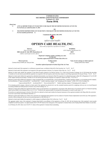 Thumbnail Option Care Health 10-K Annual Report 2022