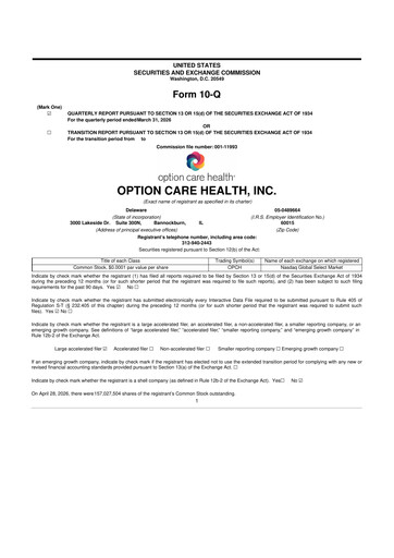 Thumbnail Option Care Health 10-Q Quarterly Report FY 
