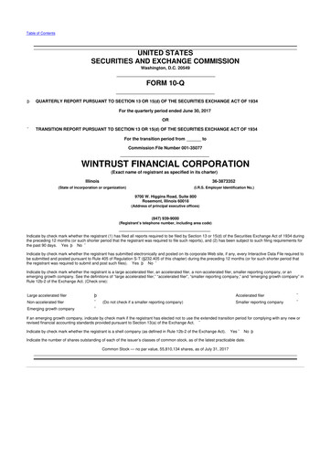 Thumbnail Wintrust Financial 10-Q Quarterly Report FY2017 