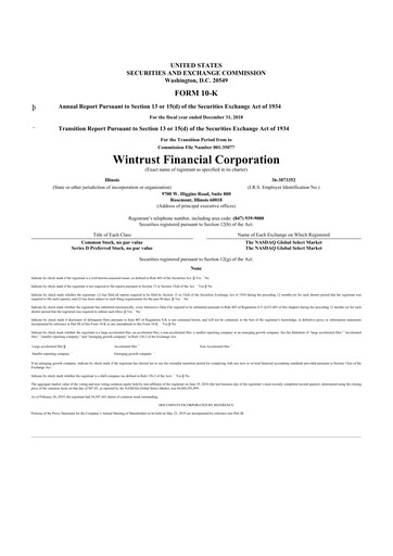 Thumbnail Wintrust Financial 10-K Annual Report 2018