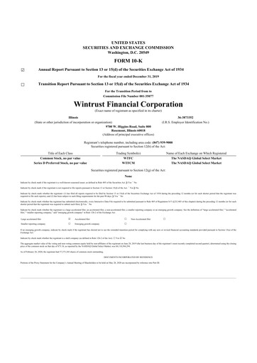 Thumbnail Wintrust Financial 10-K Annual Report 2019