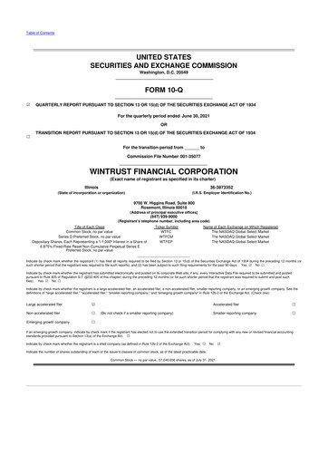 Thumbnail Wintrust Financial 10-Q Quarterly Report FY2021 