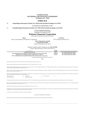 Thumbnail Wintrust Financial 10-K Annual Report 2021