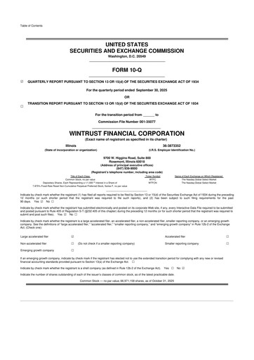 Thumbnail Wintrust Financial 10-Q Quarterly Report FY2025 