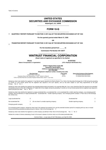 Thumbnail Wintrust Financial 10-Q Quarterly Report FY 