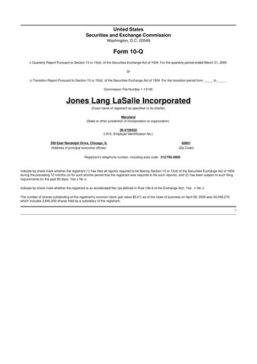 Thumbnail Jones Lang LaSalle 10-Q Quarterly Report FY 