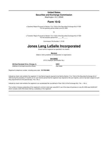 Thumbnail Jones Lang LaSalle 10-Q Quarterly Report FY 