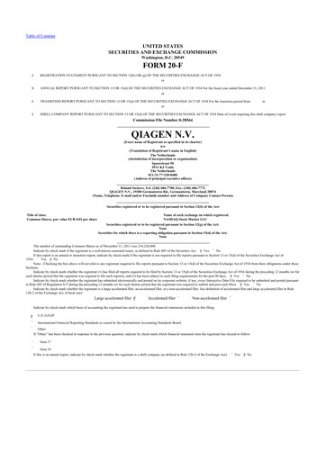 Thumbnail Qiagen  20-F Annual Report 2011