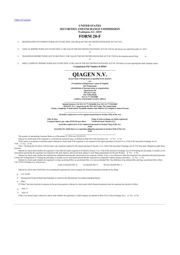 Thumbnail Qiagen  20-F Annual Report 2014