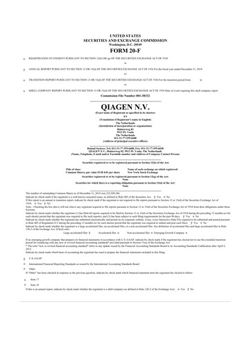 Thumbnail Qiagen  20-F Annual Report 2018