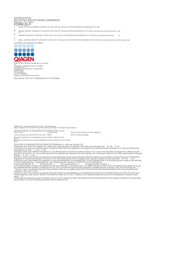 Thumbnail Qiagen  20-F Annual Report 2025