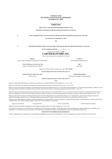 Thumbnail Carver Bancorp 10-K Annual Report 2014