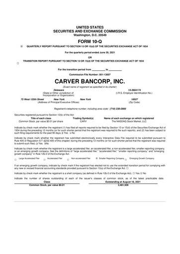 Thumbnail Carver Bancorp 10-Q Quarterly Report FY2022 