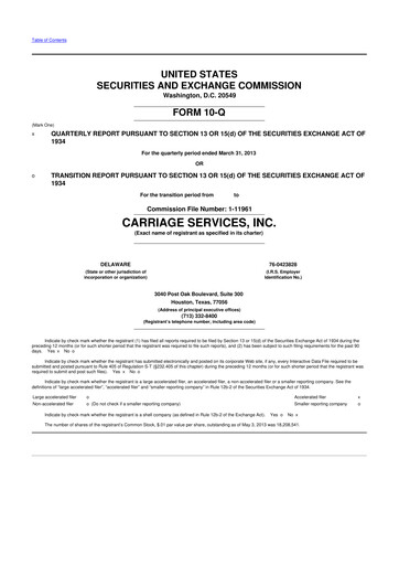 Miniature Carriage Services 10-Q Rapport trimestriel 2013 