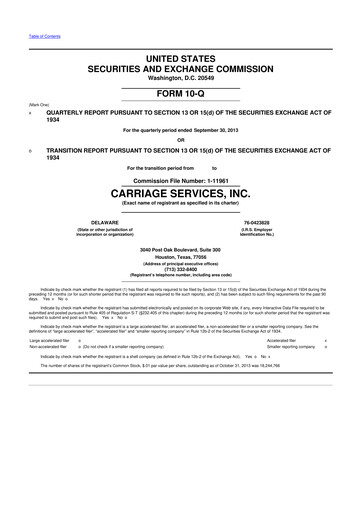 Miniature Carriage Services 10-Q Rapport trimestriel 2013 