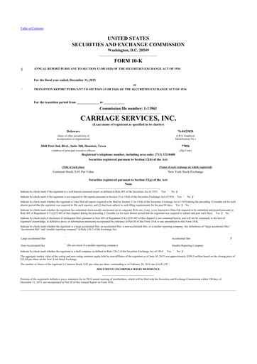 Thumbnail Carriage Services 10-K Annual Report 2015