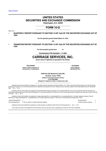 Miniature Carriage Services 10-Q Rapport trimestriel 2016 