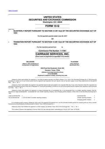 Miniature Carriage Services 10-Q Rapport trimestriel 2017 