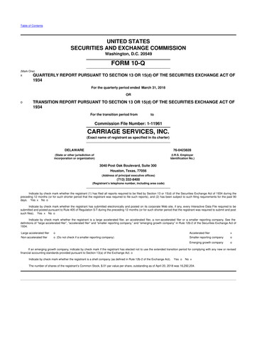 Miniature Carriage Services 10-Q Rapport trimestriel 2018 