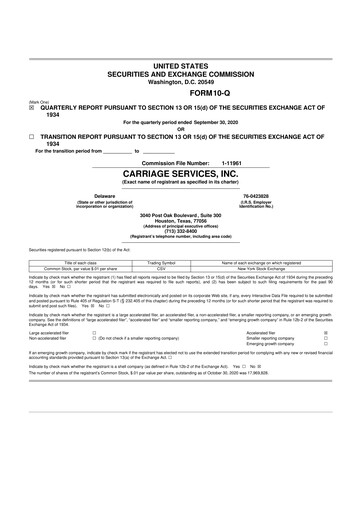 Miniature Carriage Services 10-Q Rapport trimestriel 2020 