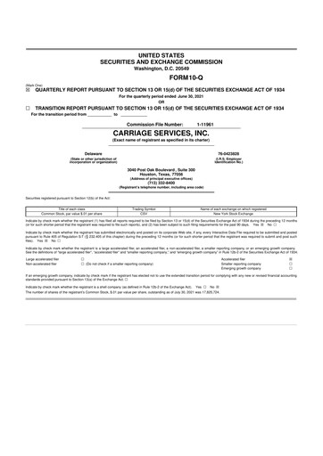 Miniature Carriage Services 10-Q Rapport trimestriel 2021 