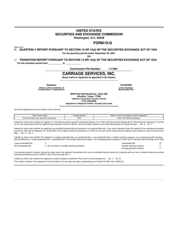 Miniature Carriage Services 10-Q Rapport trimestriel 2021 