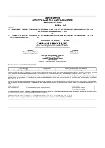 Miniature Carriage Services 10-Q Rapport trimestriel 2022 