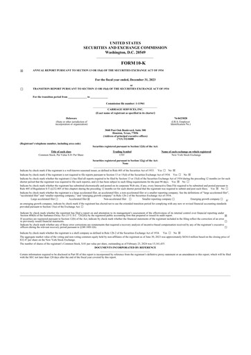 Thumbnail Carriage Services 10-K Annual Report 2023