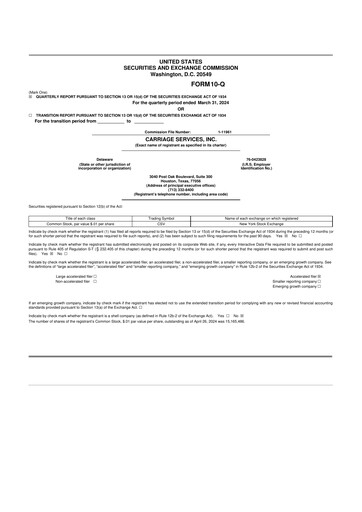 Miniature Carriage Services 10-Q Rapport trimestriel 2024 