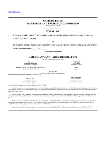 Thumbnail American Vanguard 10-K Annual Report 