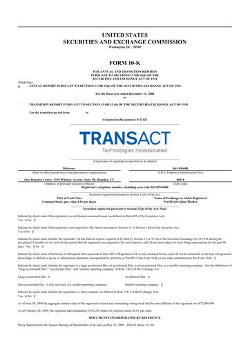 Thumbnail TransAct Technologies 10-K Annual Report 