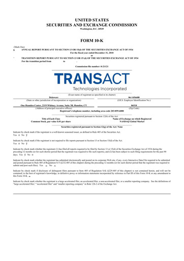 Thumbnail TransAct Technologies 10-K Annual Report 