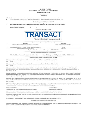 Thumbnail TransAct Technologies 10-K Annual Report 2015