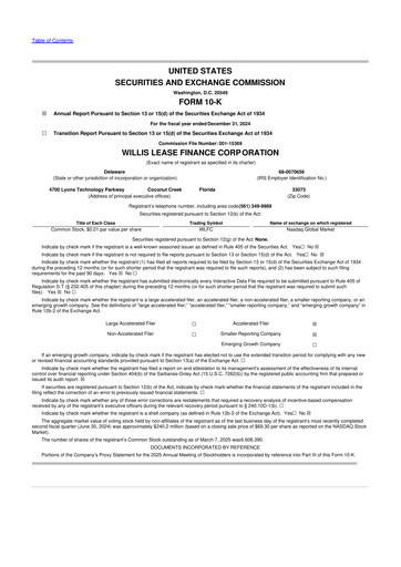 Thumbnail Willis Lease Finance Corporation 10-K Annual Report 2024