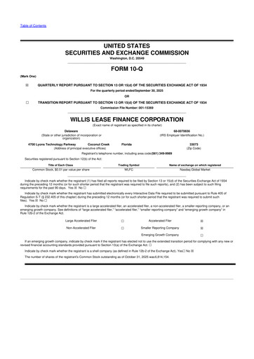 Thumbnail Willis Lease Finance Corporation 10-Q Quarterly Report FY2025 