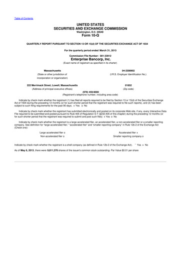 Thumbnail Enterprise Bancorp 10-Q Quarterly Report FY2013 