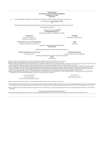 Thumbnail Enterprise Bancorp 10-K Annual Report 2016