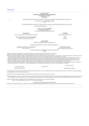 Thumbnail Enterprise Bancorp 10-K Annual Report 2018