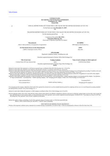 Thumbnail Enterprise Bancorp 10-K Annual Report 2019