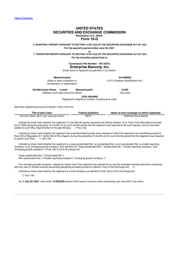 Thumbnail Enterprise Bancorp 10-Q Quarterly Report FY2021 