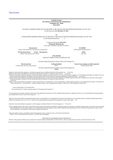 Thumbnail Enterprise Bancorp 10-K Annual Report 2021