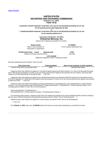 Thumbnail Enterprise Bancorp 10-Q Quarterly Report FY2023 